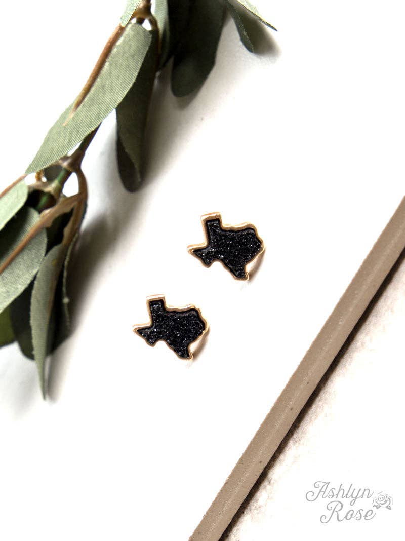 Texas On My Mind Druzy Stud Earrings, Black: Black / One Size
