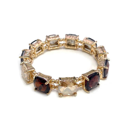 Cushion Cut Glass Crystal Linked Stretch Bracelet: PASTEL-BLUE