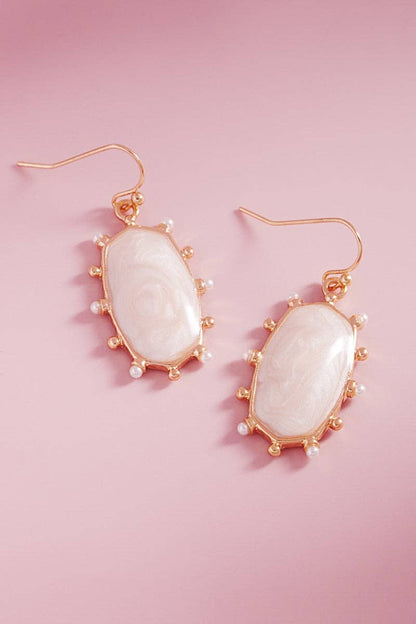 Hexagon Color Enamel Metal Dot Brass Hook Earrings: PK / ONE