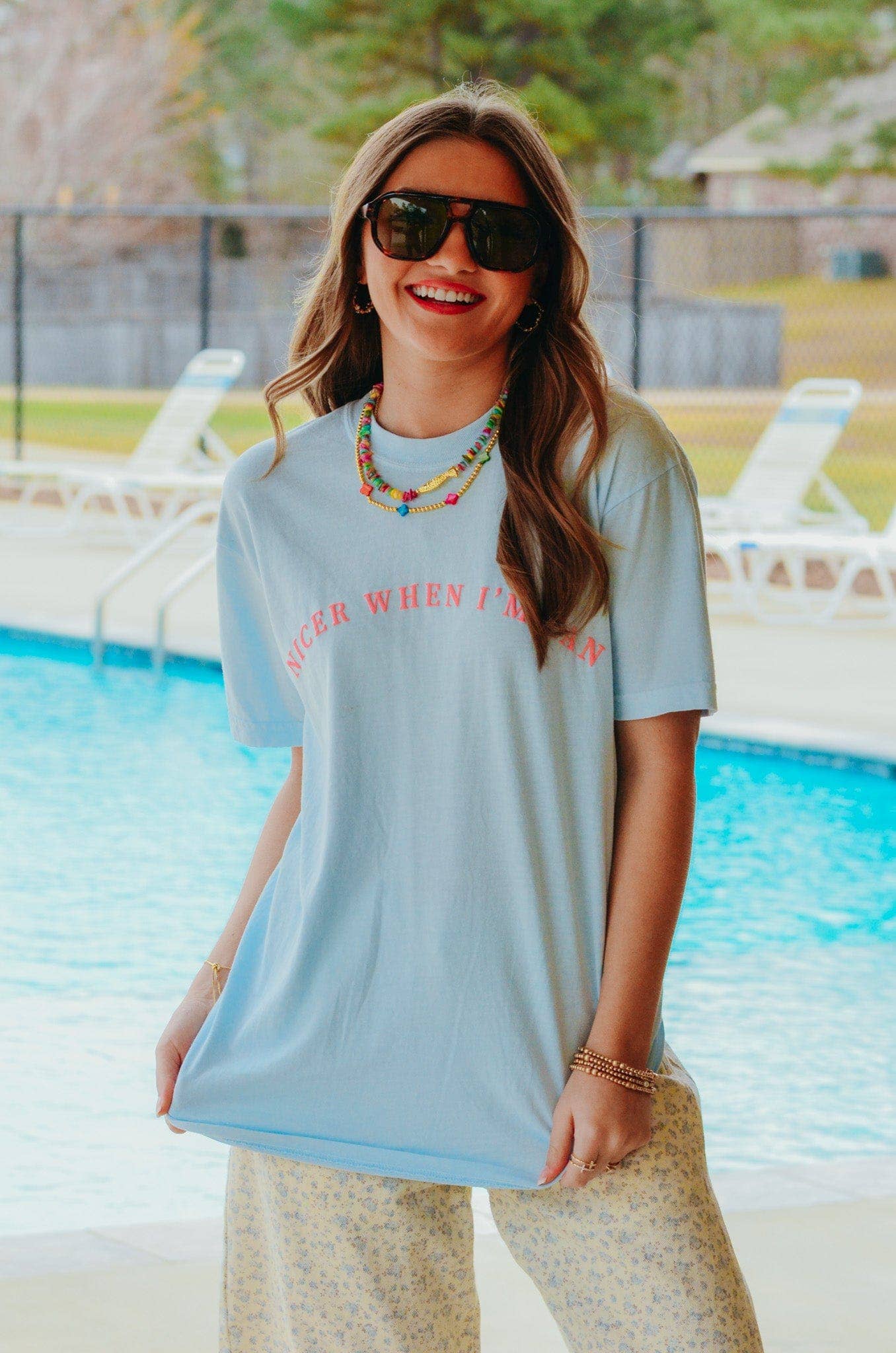 Nicer When I'm Tan Light Blue Tee: