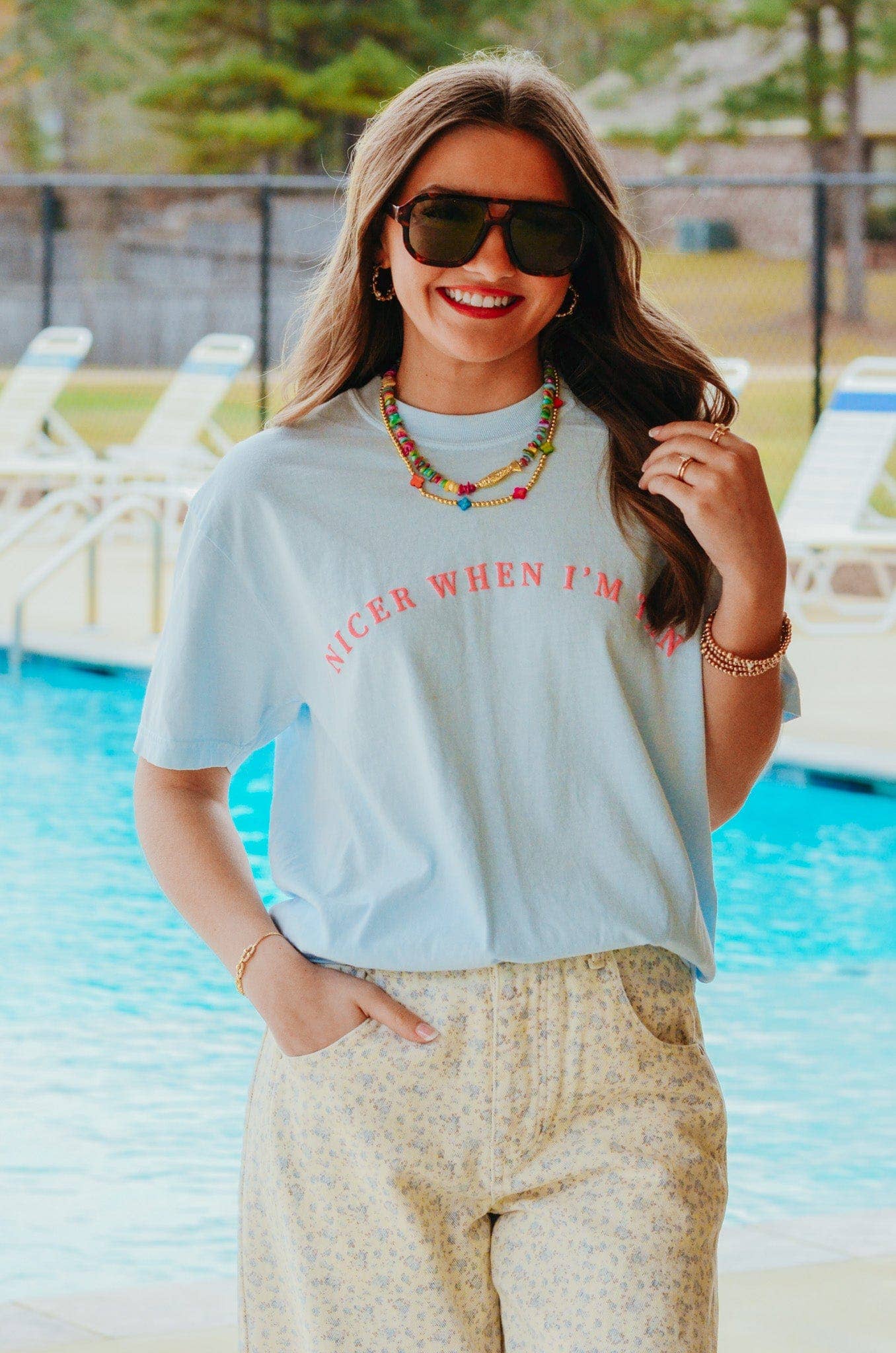 Nicer When I'm Tan Light Blue Tee: