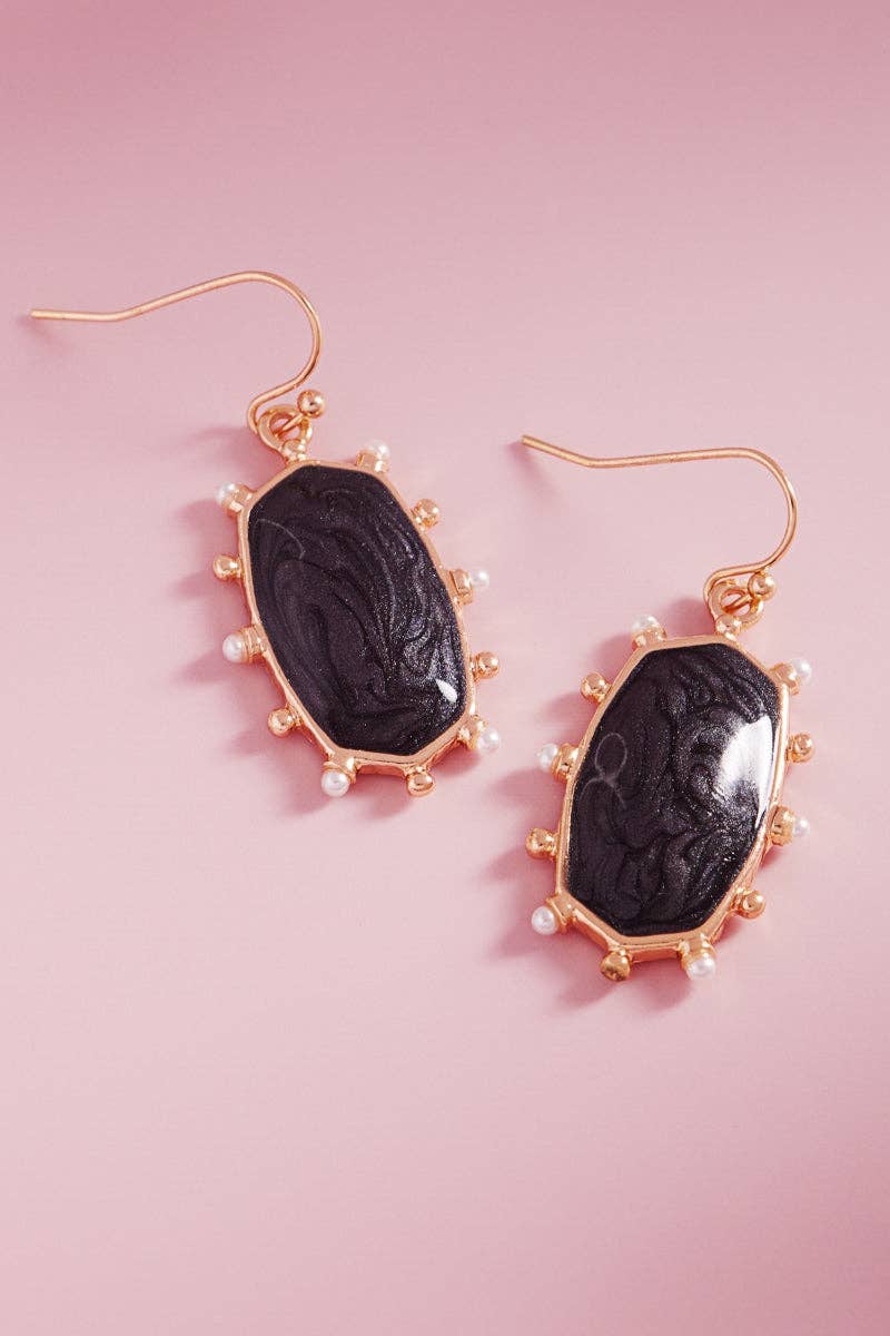 Hexagon Color Enamel Metal Dot Brass Hook Earrings: PK / ONE