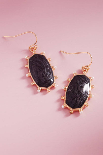 Hexagon Color Enamel Metal Dot Brass Hook Earrings: PK / ONE