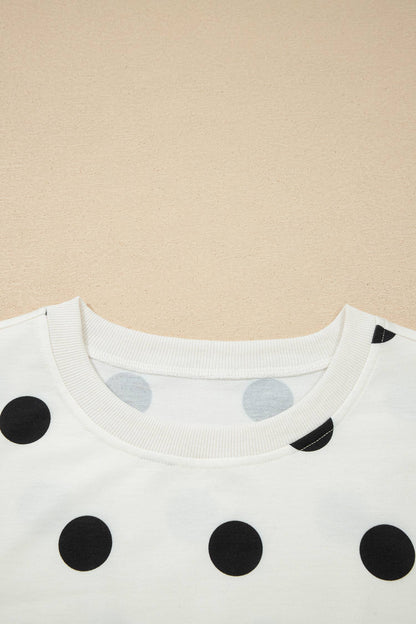 Plus Polka Dot Print Tank Split Mini Skort 2pcs Set (S-4X): White / L