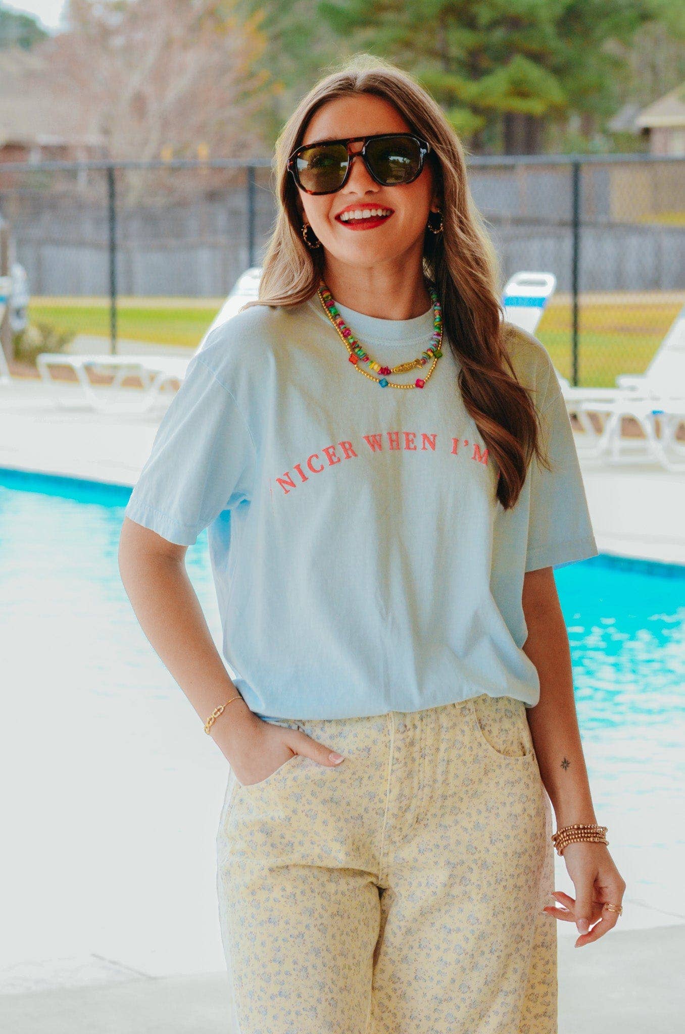 Nicer When I'm Tan Light Blue Tee: