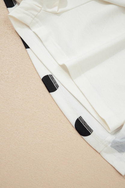 Plus Polka Dot Print Tank Split Mini Skort 2pcs Set (S-4X): White / L