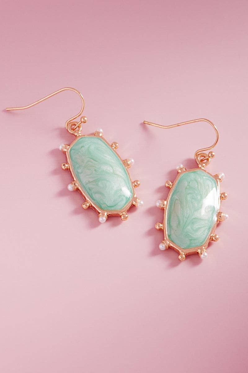 Hexagon Color Enamel Metal Dot Brass Hook Earrings: PK / ONE