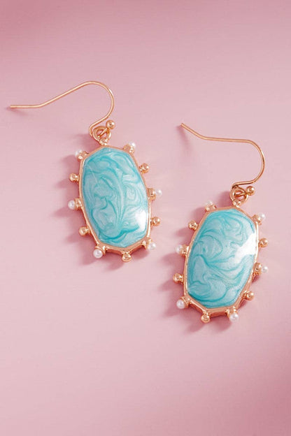 Hexagon Color Enamel Metal Dot Brass Hook Earrings: PK / ONE