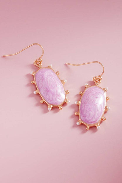 Hexagon Color Enamel Metal Dot Brass Hook Earrings: PK / ONE