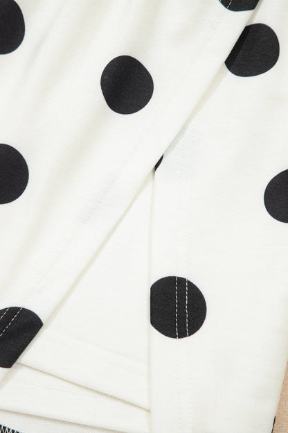 Plus Polka Dot Print Tank Split Mini Skort 2pcs Set (S-4X): White / L